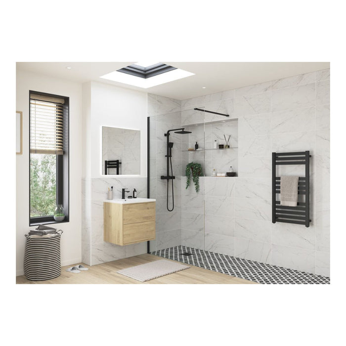 Iconix Wetroom Panel & Support Bar - Black - Unbeatable Bathrooms