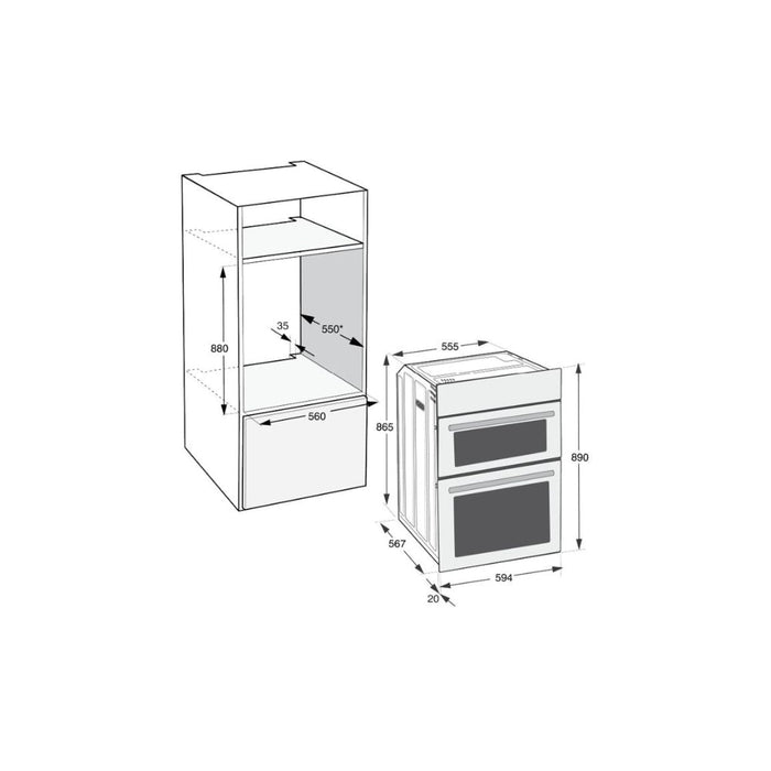 Indesit DII 10N S Double Electric Oven - Silver - Unbeatable Bathrooms