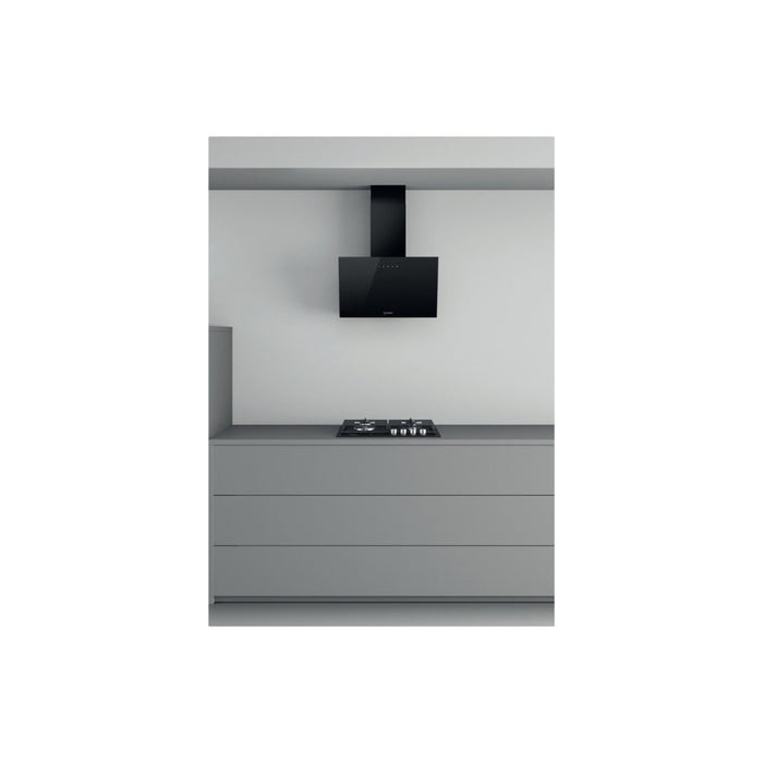 Indesit IHVP 62F LT K 60cm Angled Chimney Hood - Black - Unbeatable Bathrooms