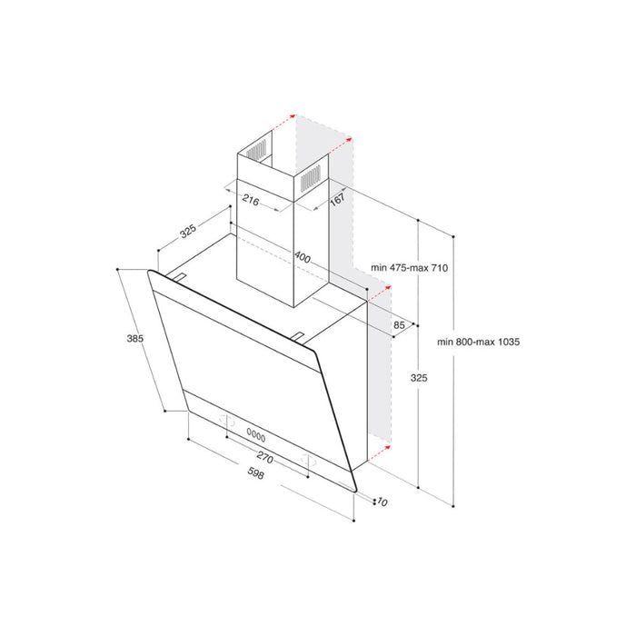 Indesit IHVP 62F LT K 60cm Angled Chimney Hood - Black - Unbeatable Bathrooms