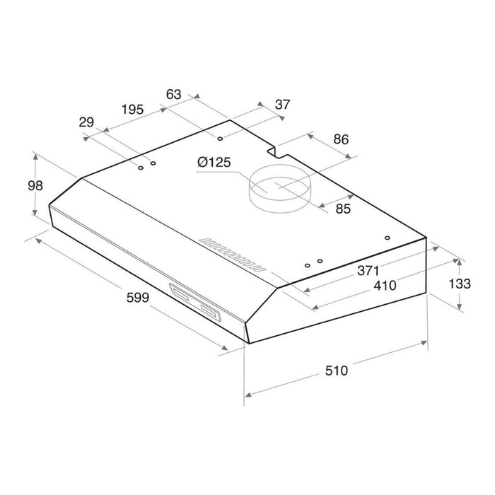 Indesit ISLK 66F LS W 60cm Visor Hood - White - Unbeatable Bathrooms