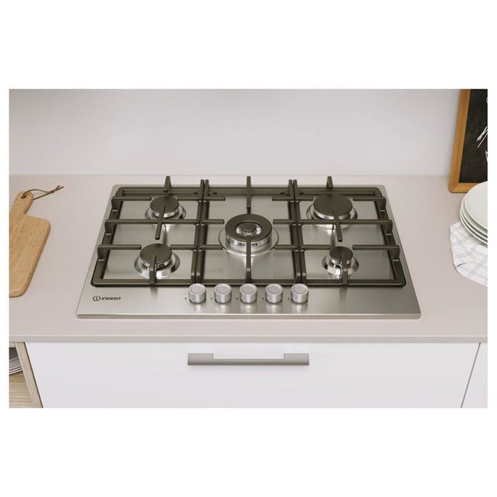 Indesit THP 751 W/IX/I 1 75cm Gas Hob - St/Steel - Unbeatable Bathrooms