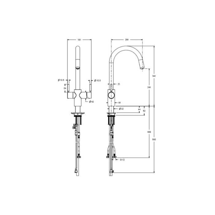InSinkErator 3N1 Lecce J Shape Steaming Hot Tap & Tank - Chrome - Unbeatable Bathrooms