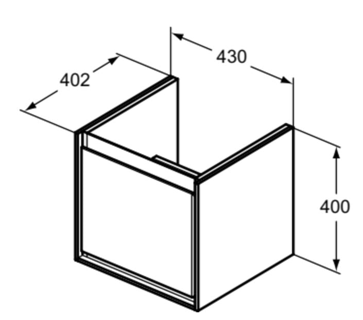 Ideal Standard 430mm Wall Hung Vanity Basin Unit Single Drawer - Gloss White / Matt Grey - Unbeatable Bathrooms