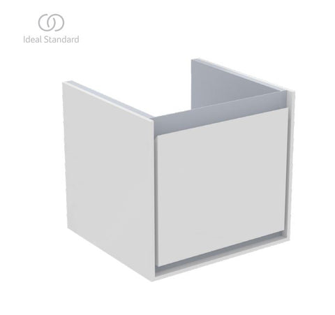 Ideal Standard 430mm Wall Hung Vanity Basin Unit Single Drawer - Gloss White / Matt Grey - Unbeatable Bathrooms