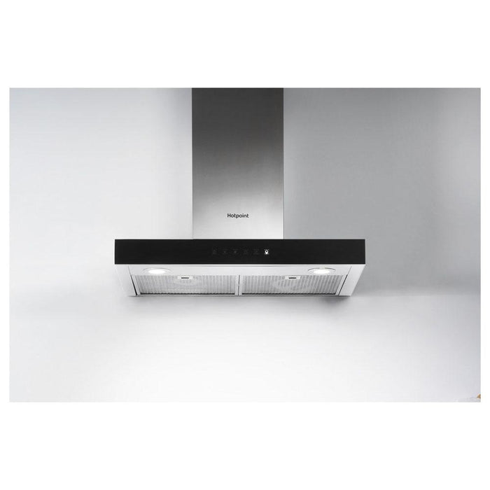 Hotpoint Curved Glass Chimney Hood - Stainless Steel - Unbeatable Bathrooms