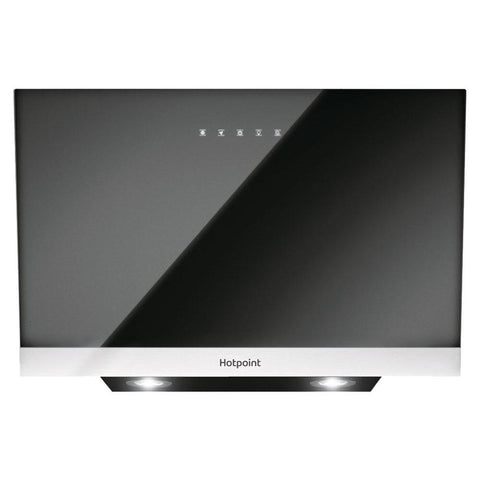 Hotpoint PHVP 8.7F LT K 80cm Angled Glass Chimney Hood - Black - Unbeatable Bathrooms