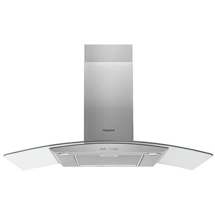 Hotpoint Curved Glass Chimney Hood - Stainless Steel - Unbeatable Bathrooms