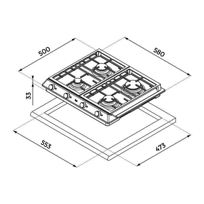 Teka EX 60.1 4G AI AL CI 60cm Gas Hob - Stainless Steel - Unbeatable Bathrooms