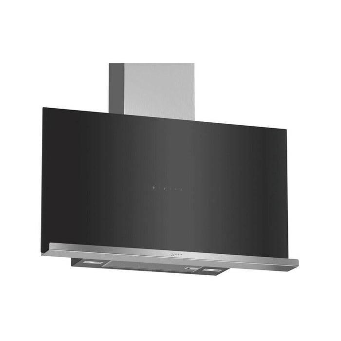 Neff N70 D95FRM1S0B 90cm Flat Glass Chimney Hood with Shelf - Black - Unbeatable Bathrooms