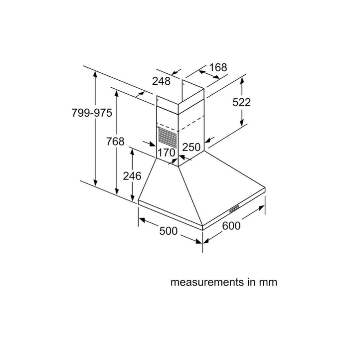 Neff N30 D62PBC0N0B Pyramid Chimney Hood - St/Steel - Unbeatable Bathrooms