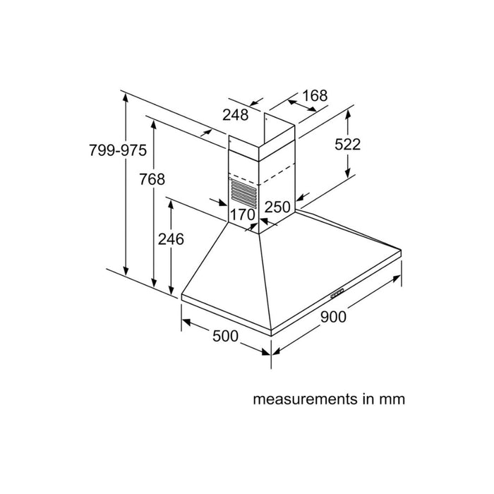 Neff N30 D62PBC0N0B Pyramid Chimney Hood - St/Steel - Unbeatable Bathrooms