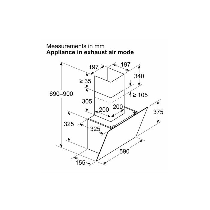 Neff N30 D83IDK1S0B Angled Chimney Hood - Black Glass - Unbeatable Bathrooms