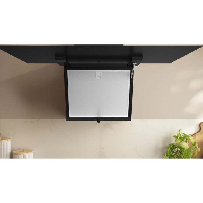 Neff N50 D85IFN1S0B 80cm Angled Chimney Hood - Black Glass - Unbeatable Bathrooms