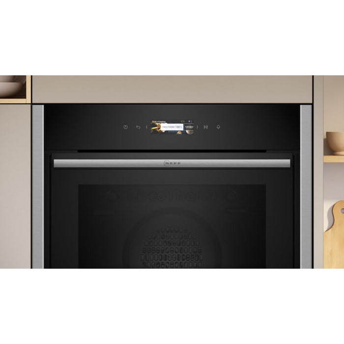 Neff N70 B24CR71G0B Single Pyrolytic Oven - Black w/Graphite Trim - Unbeatable Bathrooms