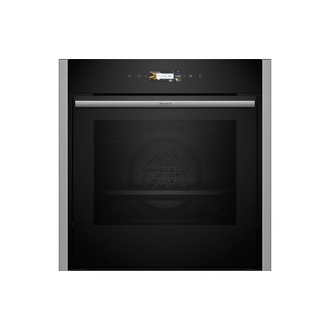 Neff N70 B54CR71N0B Single Slide & Hide Pyrolytic Oven - Black w/Steel Trim - Unbeatable Bathrooms