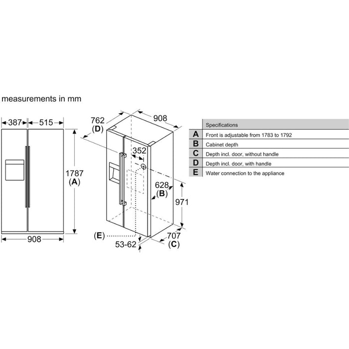 Neff N70 KA3923IE0G F/S Frost Free American Fridge Freezer - St/Steel - Unbeatable Bathrooms