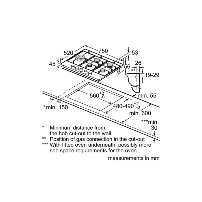 Neff N70 T27CIS8N0 75cm Gas Hob - St/Steel - Unbeatable Bathrooms