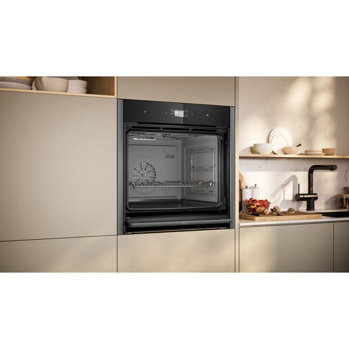 Neff N90 B64CS51G0B Single Slide & Hide Electric Oven - Black w/Graphite Trim - Unbeatable Bathrooms