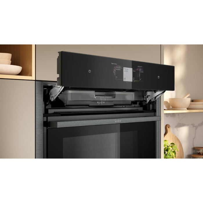Neff N90 B64FT53G0B Single Slide & Hide Electric Oven w/Steam - Black w/Graphite Trim - Unbeatable Bathrooms