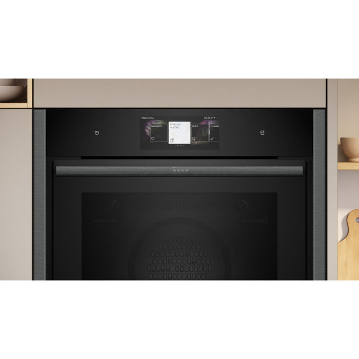 Neff N90 B64VT73G0B Single Slide & Hide Pyrolytic Oven w/Steam - Black w/Graphite Trim - Unbeatable Bathrooms