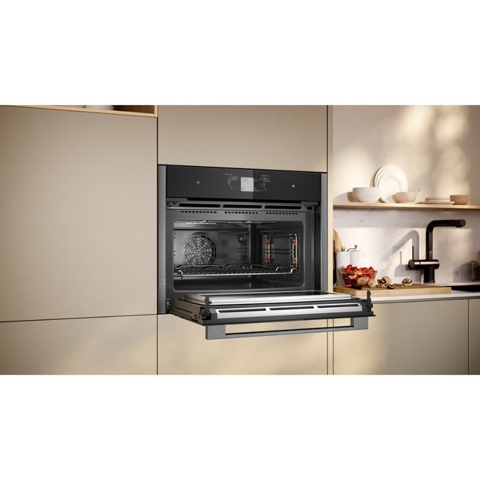 Neff N90 C24MT73G0B Compact Pyrolytic Oven & Microwave - Black w/Graphite Trim - Unbeatable Bathrooms