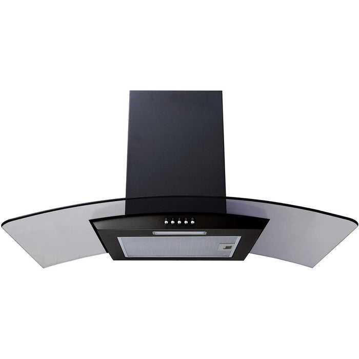 Prima PRCGH013 90cm Black Curved Glass Chimney Hood - Unbeatable Bathrooms