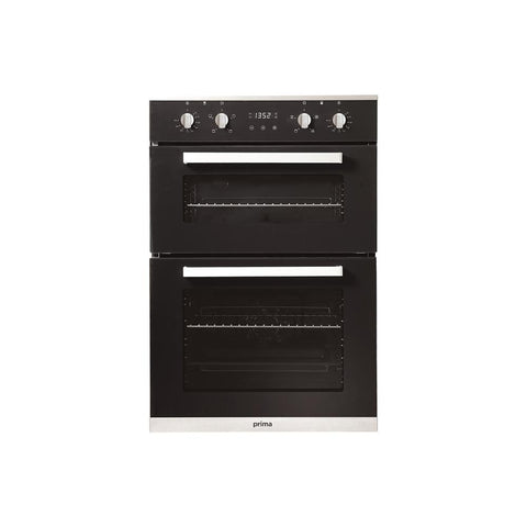 Prima+ PRDO302 Black and Stainless Steel Built In Double Electric Oven - Unbeatable Bathrooms