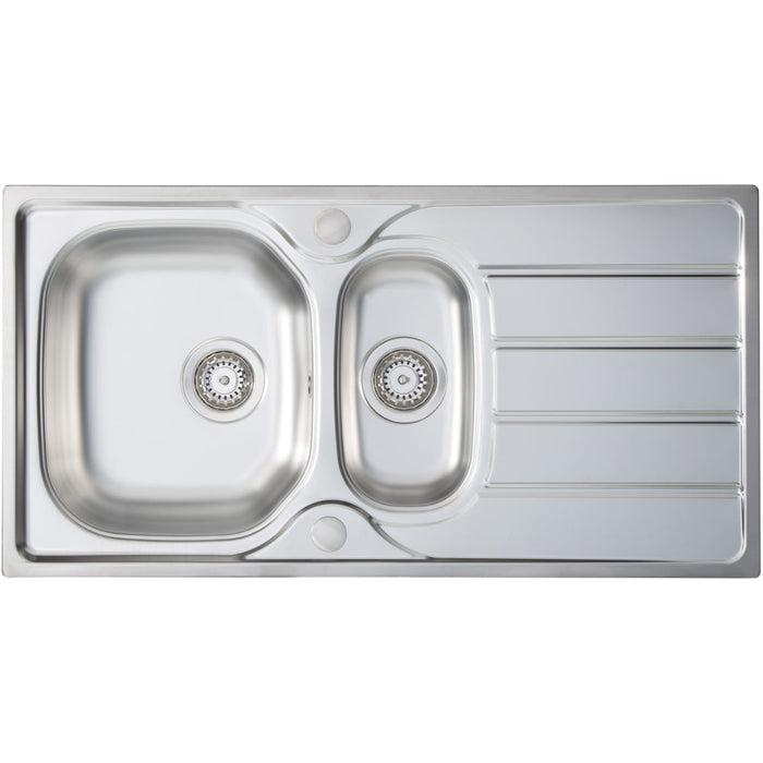 Prima 1.5B 965x500mm Inset Sink - St/Steel - Unbeatable Bathrooms