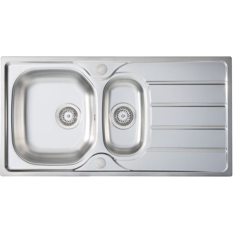 Prima 1.5B 965x500mm Inset Sink - St/Steel - Unbeatable Bathrooms