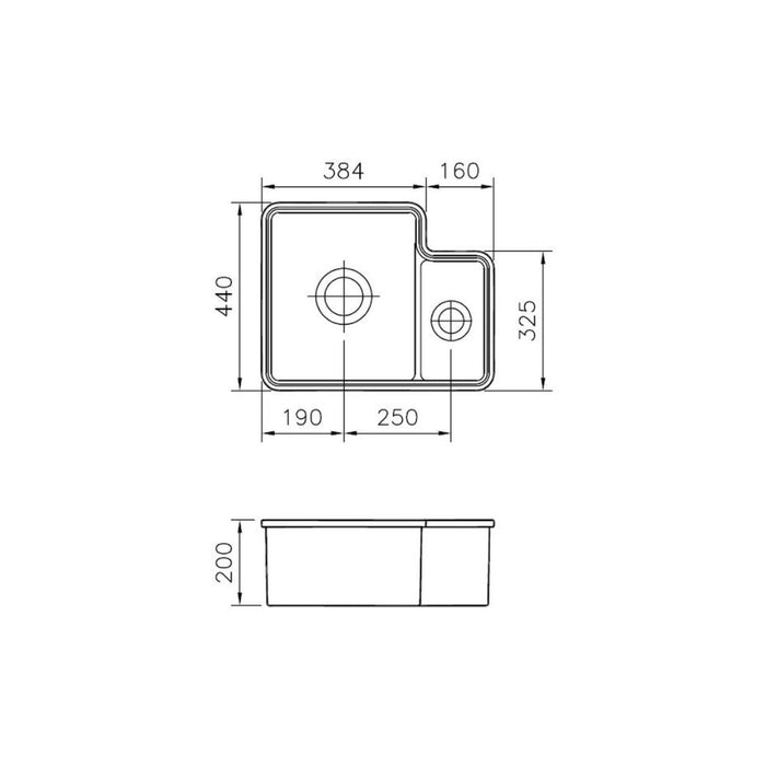 Prima 1.5B LHMB Undermount Ceramic Sink (Inc. Waste) - White - Unbeatable Bathrooms