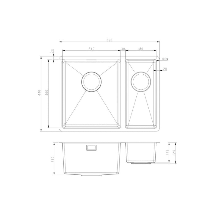 Prima+ 1.5B R10 LH Inset/Undermount Sink - St/Steel - Unbeatable Bathrooms