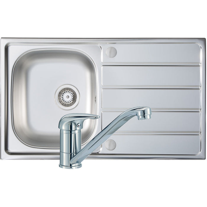 Prima 1B St/Steel Sink & Single Lever Tap Pack - Unbeatable Bathrooms