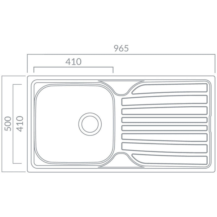 Prima 1B 965x500mm Inset Sink - St/Steel - Unbeatable Bathrooms