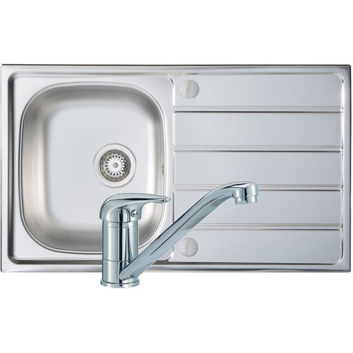 Prima 1B St/Steel Sink & Single Lever Tap Pack - Unbeatable Bathrooms