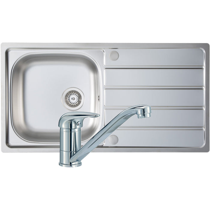 Prima 1B St/Steel Sink & Single Lever Tap Pack - Unbeatable Bathrooms