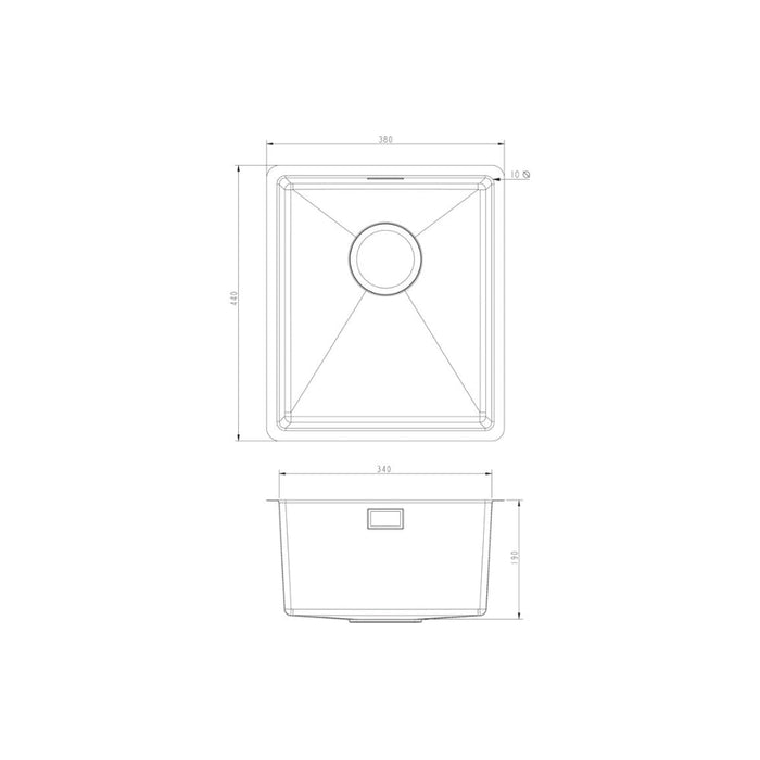 Prima+ Compact 1.0B R10 Inset/Undermount Sink - St/Steel - Unbeatable Bathrooms
