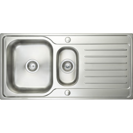 Prima Deep 1.5B & Drainer Inset Sink - Polished Steel - Unbeatable Bathrooms