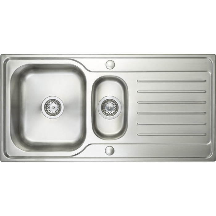 Prima Deep 1.5B & Drainer Inset Sink - Polished Steel - Unbeatable Bathrooms