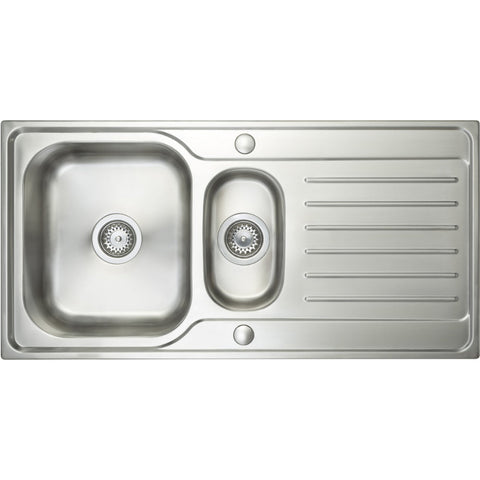 Prima Deep 1.5B & Drainer Inset Sink - Polished Steel - Unbeatable Bathrooms