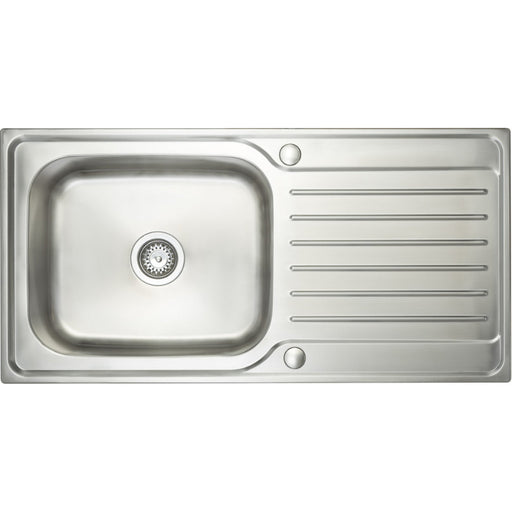 Prima Deep 1B & Drainer Inset Sink - Polished Steel - Unbeatable Bathrooms