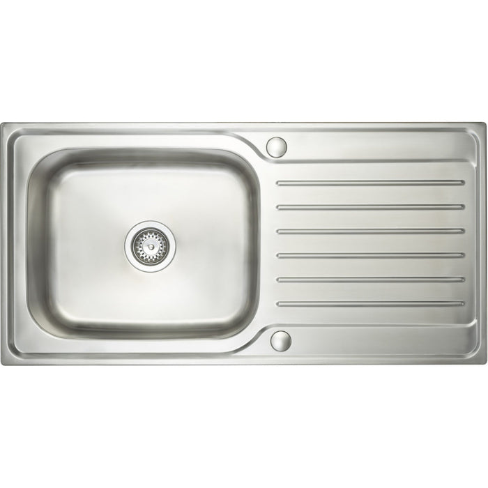 Prima Deep 1B & Drainer Inset Sink - Polished Steel - Unbeatable Bathrooms