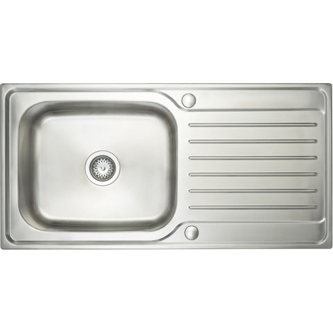 Prima Deep 1B & Drainer Inset Sink - Polished Steel - Unbeatable Bathrooms