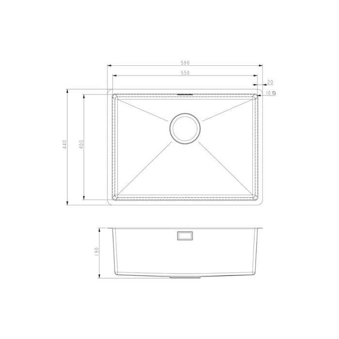 Prima+ Large 1.0B R10 Inset/Undermount Sink - St/Steel - Unbeatable Bathrooms