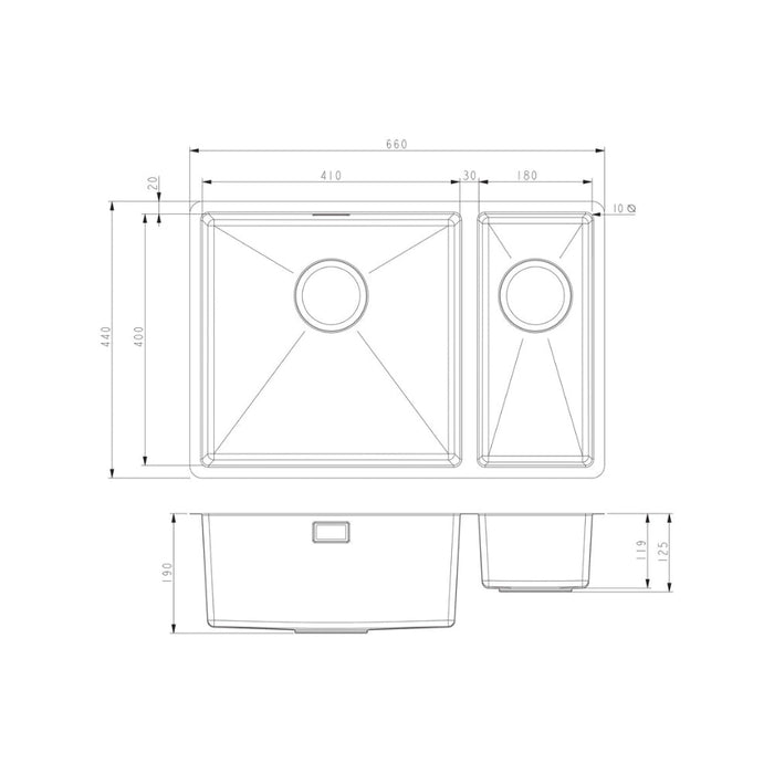Prima+ Large 1.5B R10 LH Inset/Undermount Sink - St/Steel - Unbeatable Bathrooms