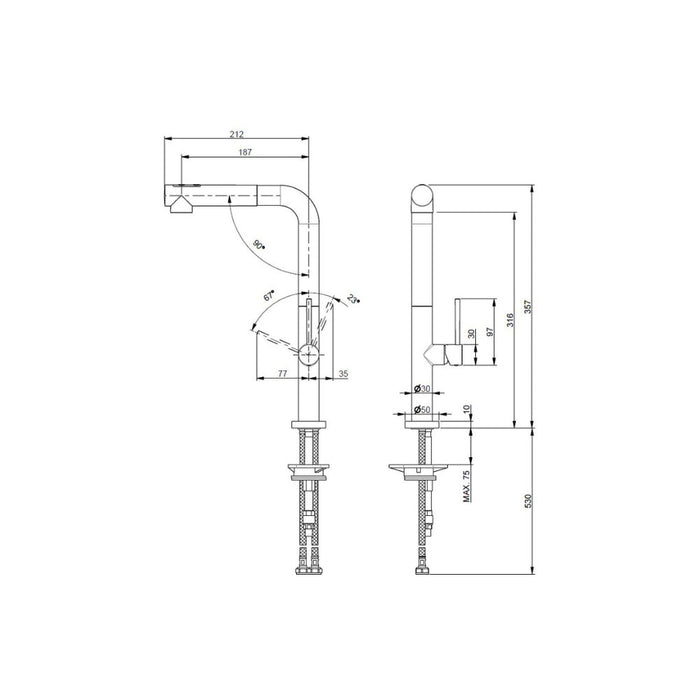 Prima+ Mosa Single Lever L-Shaped Tall Mixer Tap - Chrome - Unbeatable Bathrooms