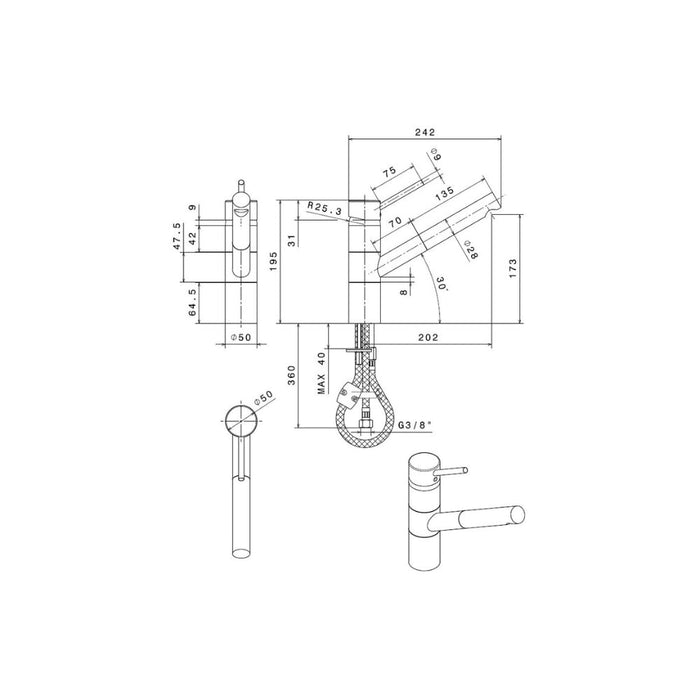 Prima+ Murray Single Lever Mixer Tap w/Pull Out - Chrome - Unbeatable Bathrooms