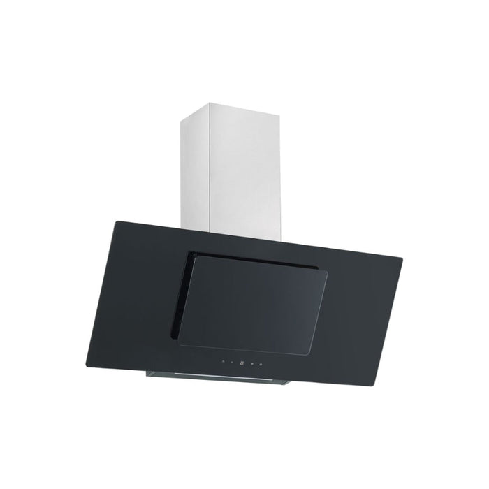 Prima PRAE0042 90cm Angled Chimney Hood - Black Glass - Unbeatable Bathrooms