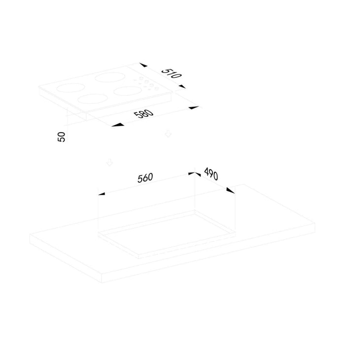 Prima PRCEH114 60cm Ceramic Hob - Black - Unbeatable Bathrooms