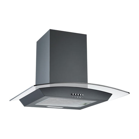 Prima PRCGH017 60cm Curved Glass Chimney Hood - Black - Unbeatable Bathrooms